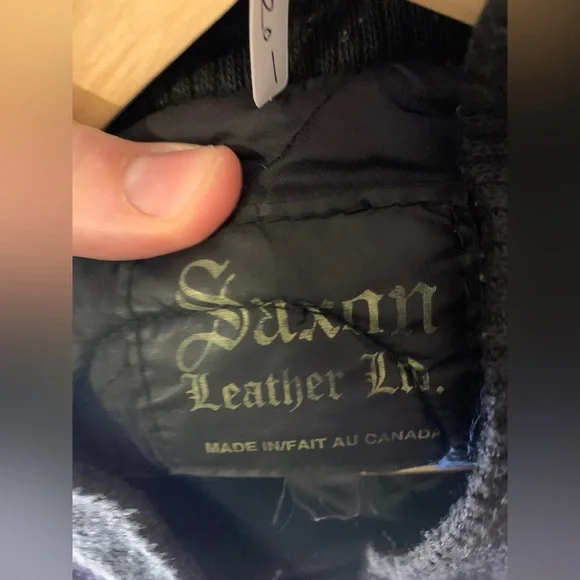 Saxon Leather Ltd. Bomber Jacket, XL, Leather Arms/Wool Blend, TBS Superstation - Picture 4 of 4